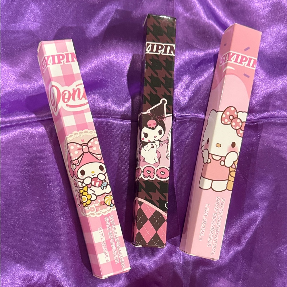 Siyipin Hello Kitty, Donut and Kuromi perfume spray Trio